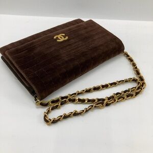 Brown Velvet Vintage Chanel Bag